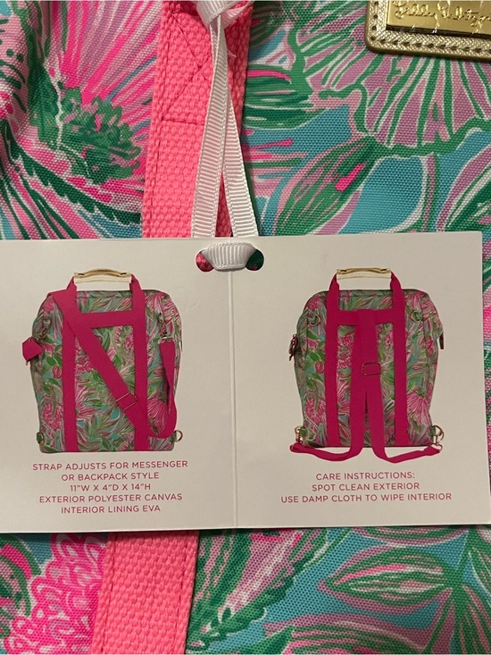 Lilly Pulitzer Pink & Green Tropical Floral Print Backpack Cooler